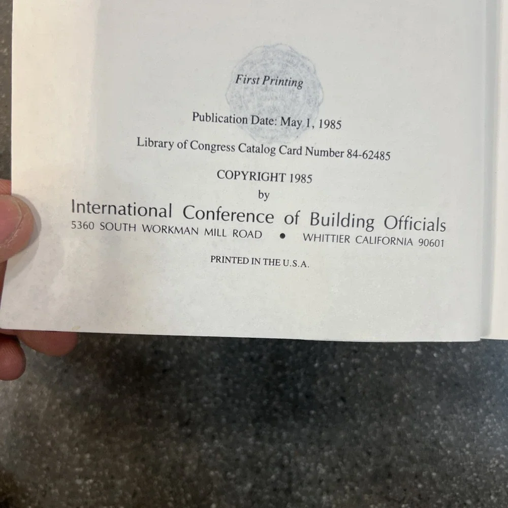 Uniform Building Code 1985 Paperback First Printing